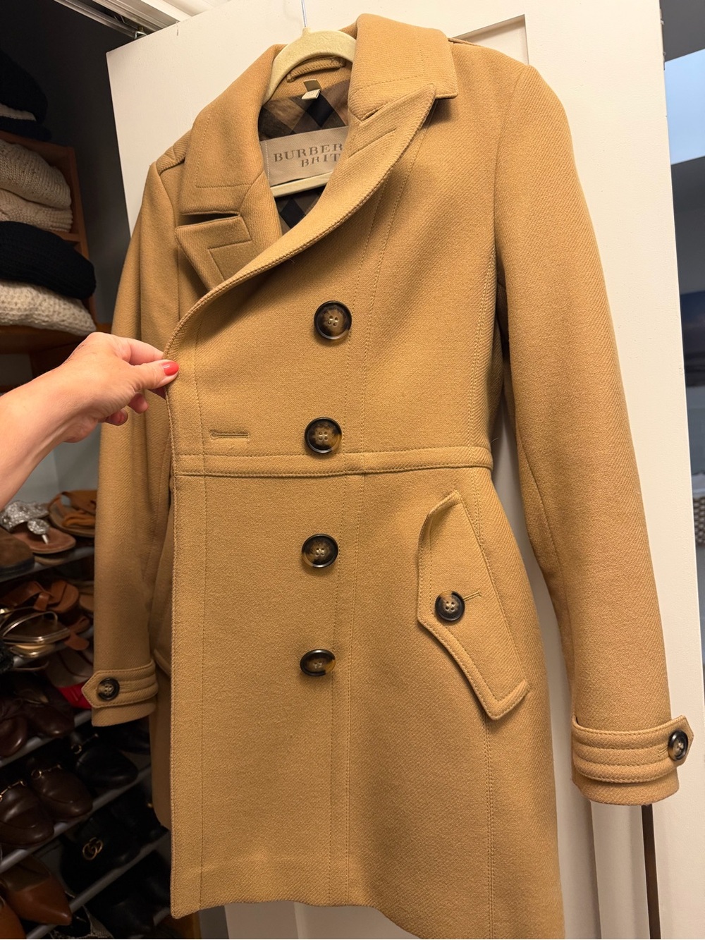 Burberry Brit Women’s Classic Camel Wool Cashmere Blend Peacoat Size 10 - Picture 3 of 17